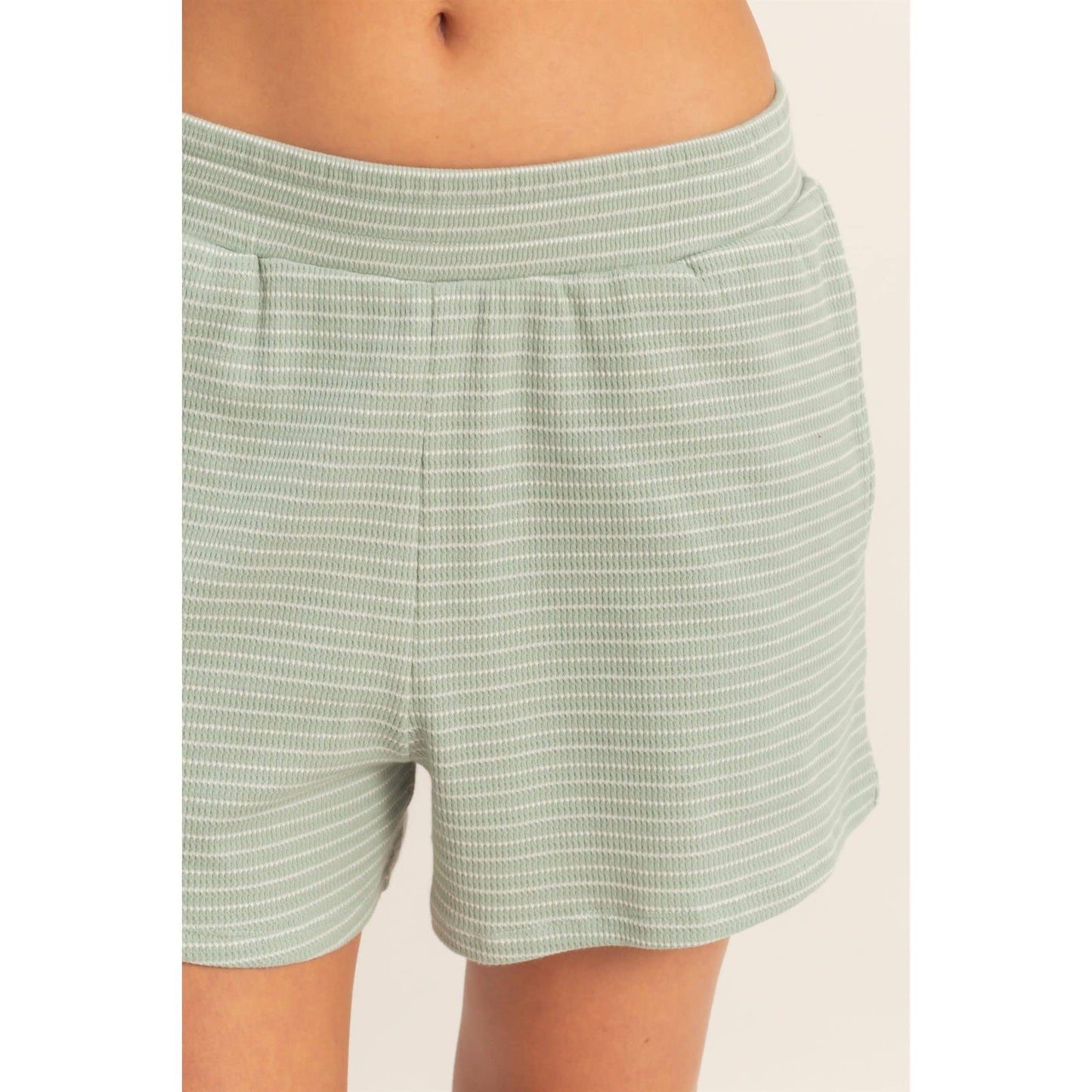 Striped Shorts Set in Sage Green