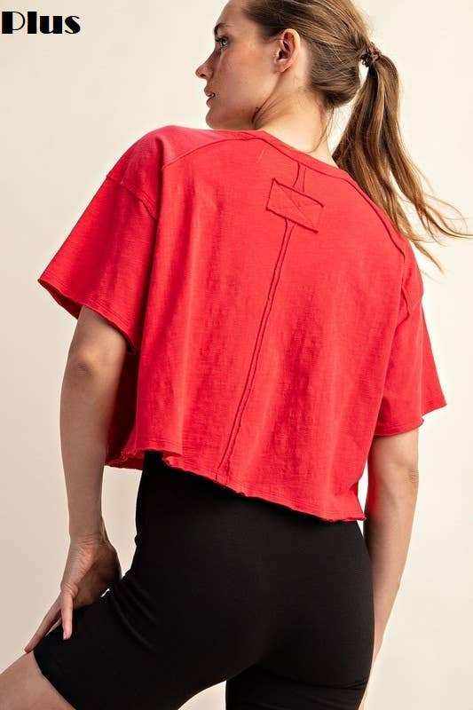 PLUS Short Sleeve Crop in Ruby