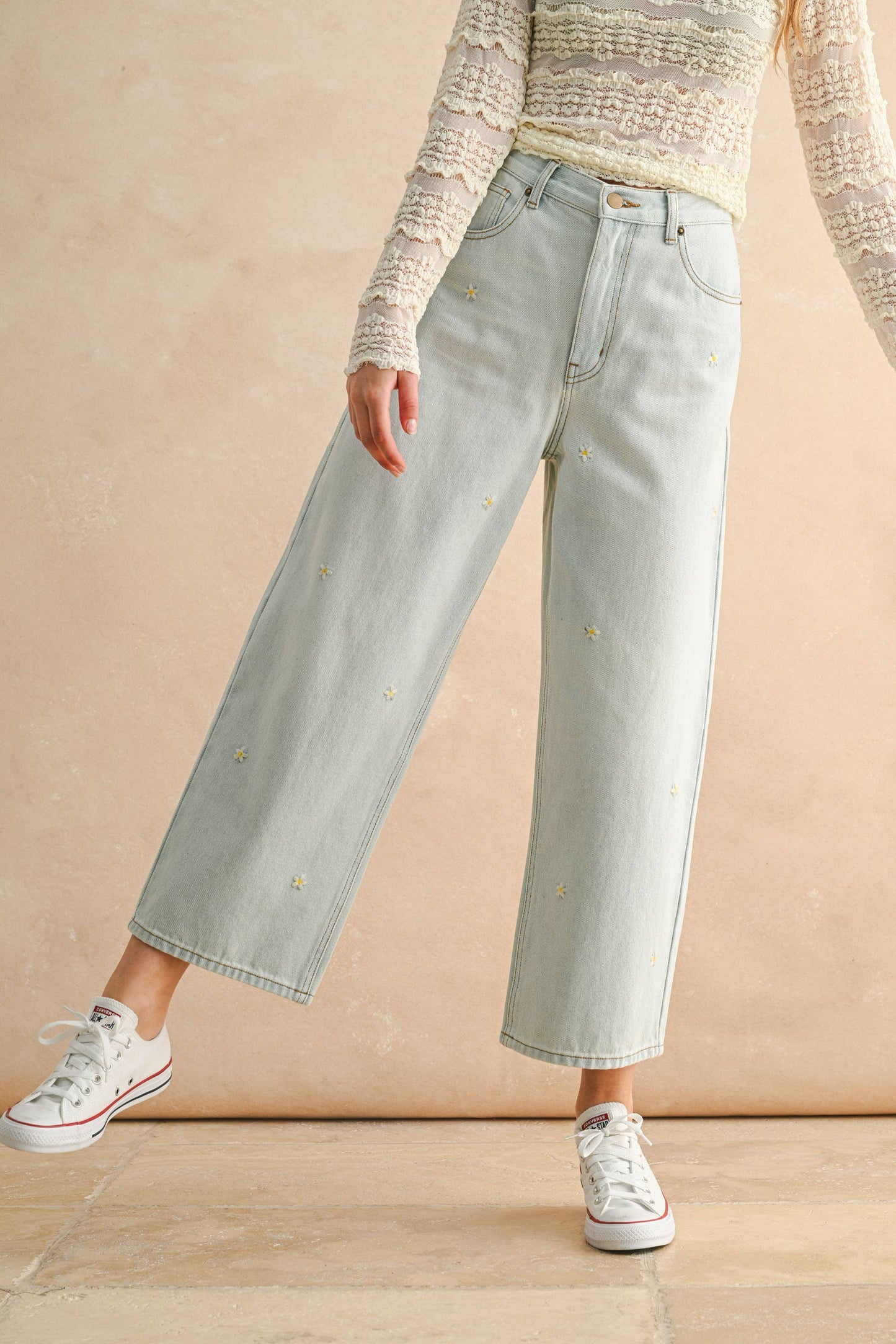 Flower Embroidery Denim