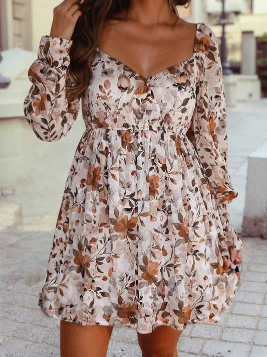 PREORDER - Floral Sweetheart Mini Dress in Khaki