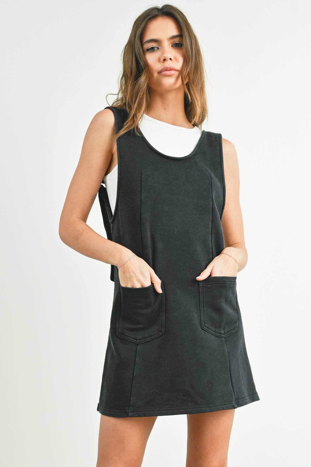 French Terry Jumper Dress in Black