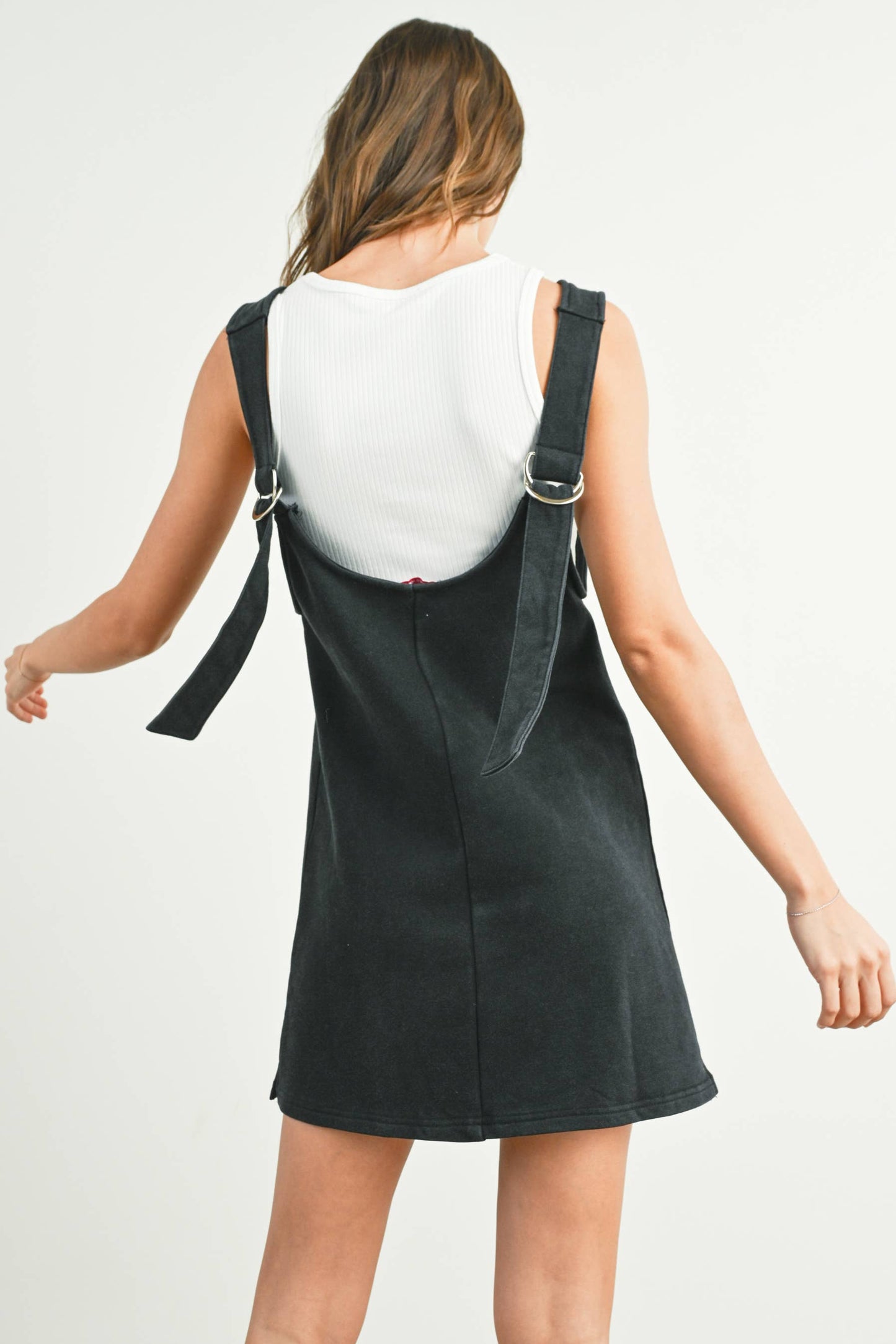 French Terry Jumper Dress in Black