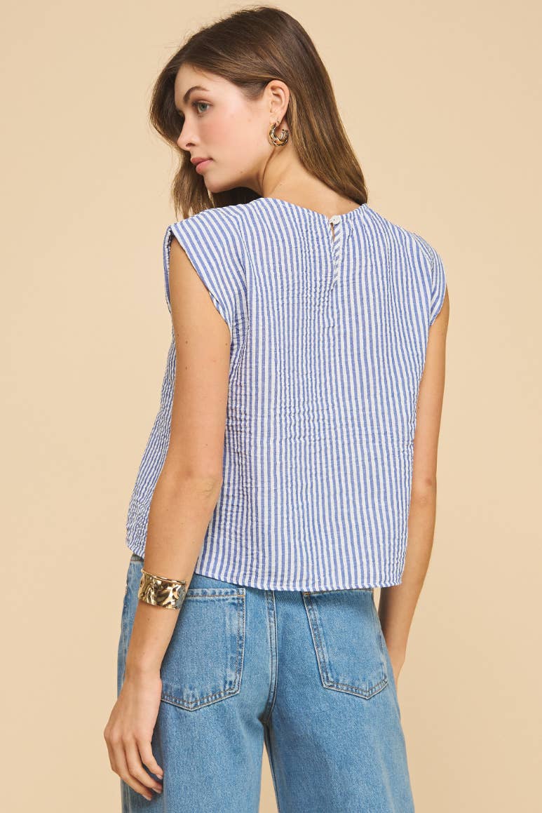 Blossom Striped Top in Denim