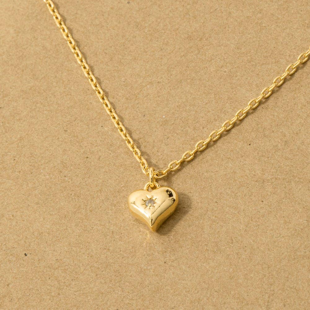 Gold Dipped Mini Heart Necklace in Gold
