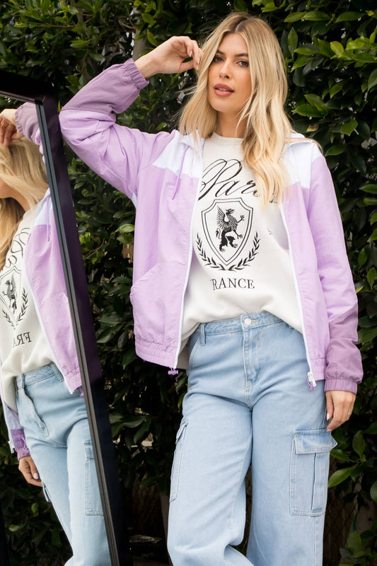 Color Block Windbreaker in Purple