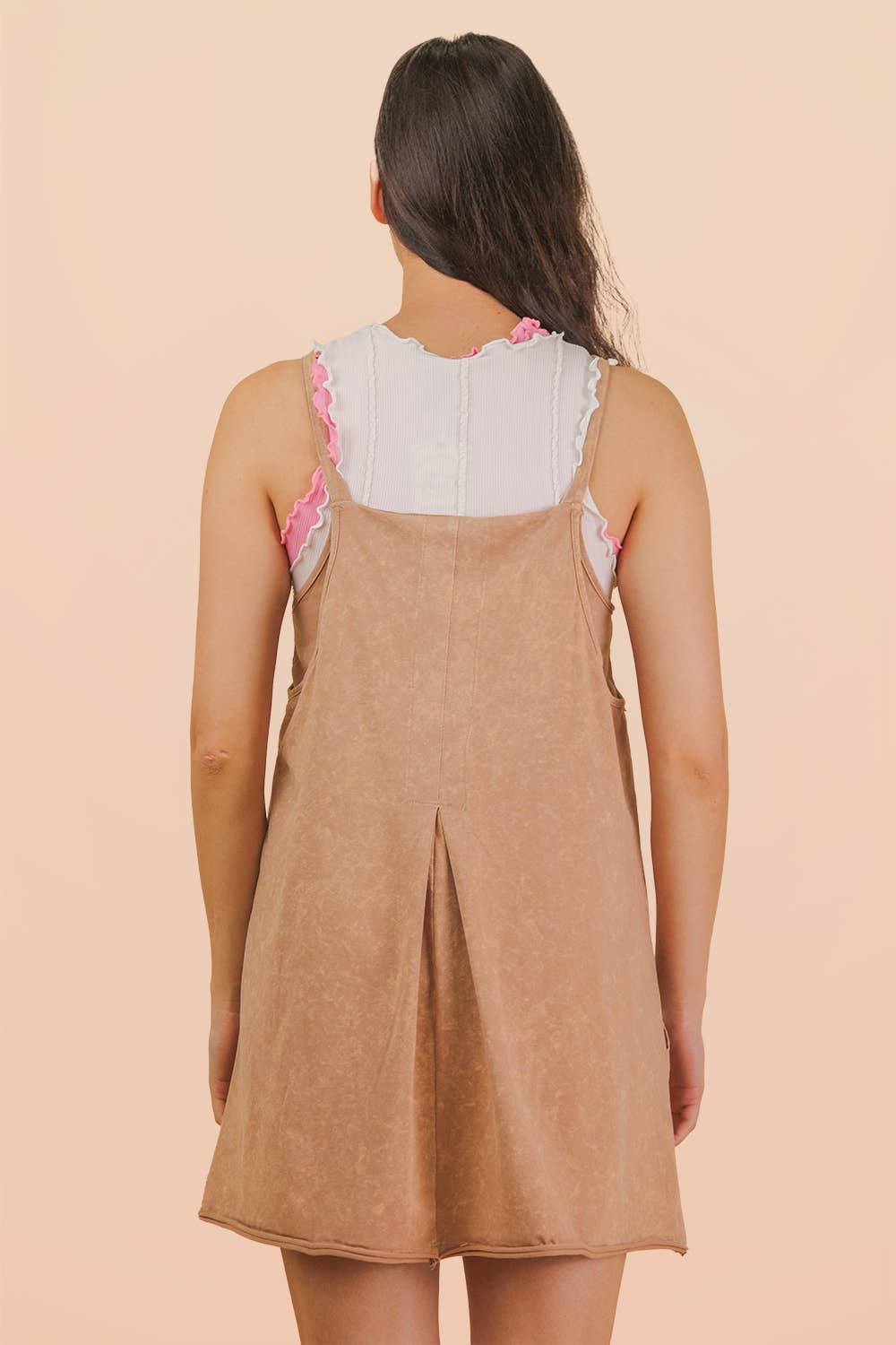 Mineral Washed Mini Dress in Taupe