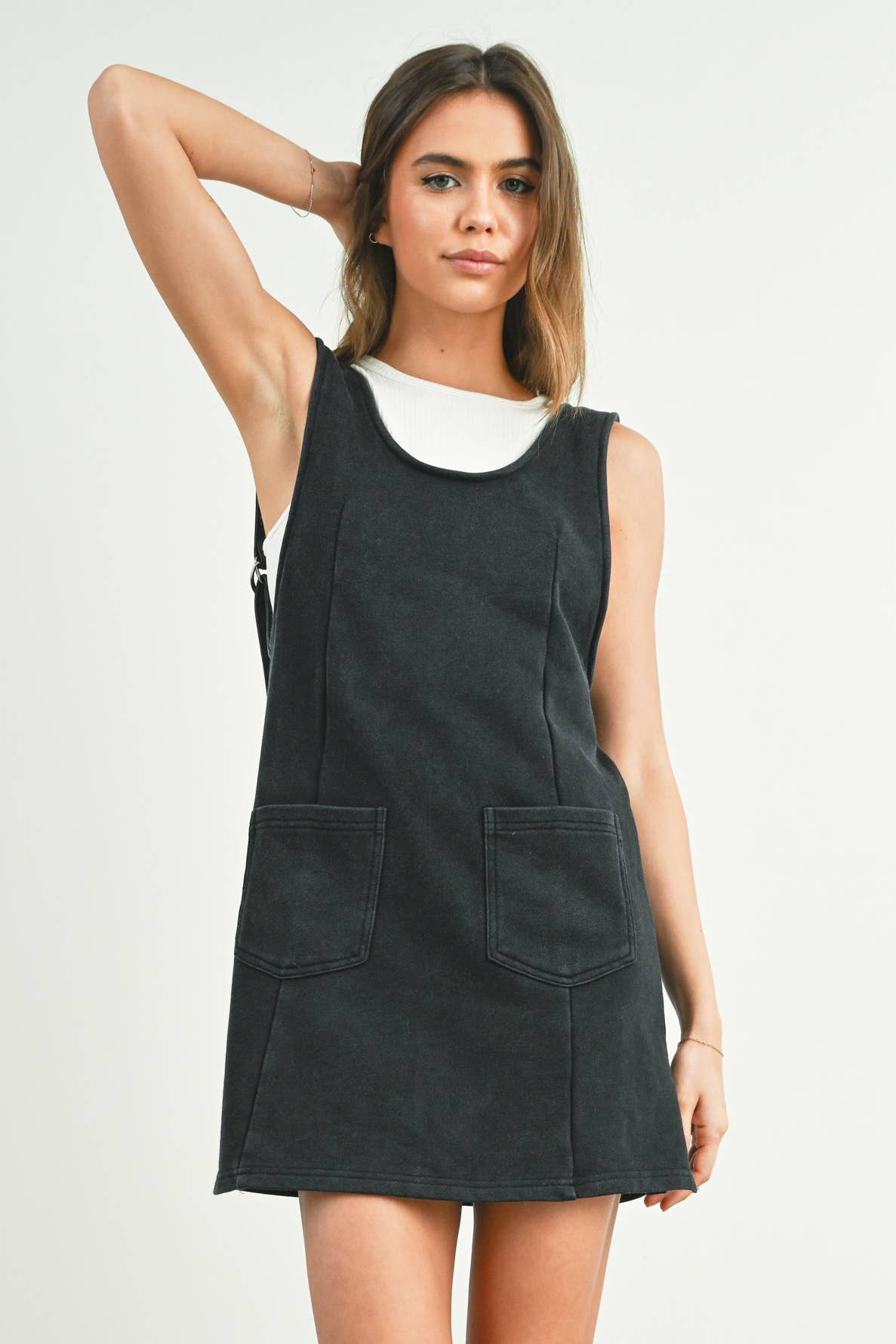 French Terry Jumper Dress in Black