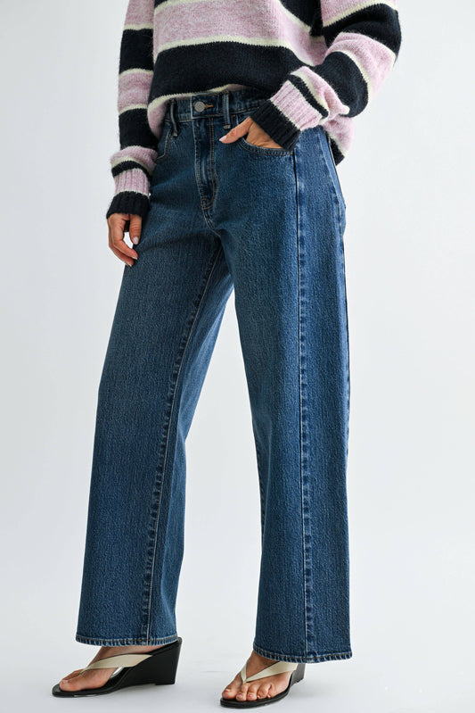 Twisted High Rise Stretch Barrel Denim