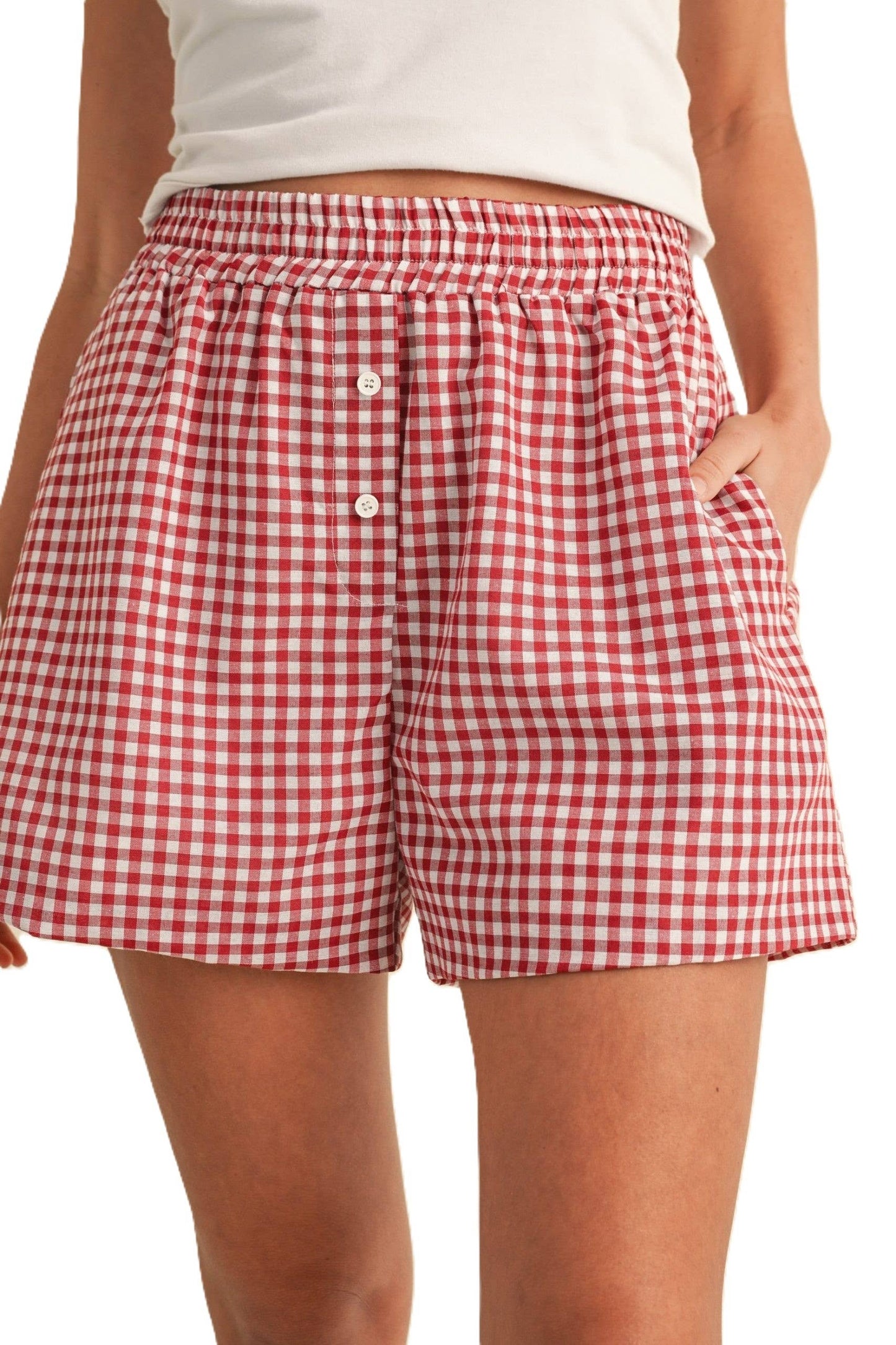 Gingham Boxer Shorts in Red