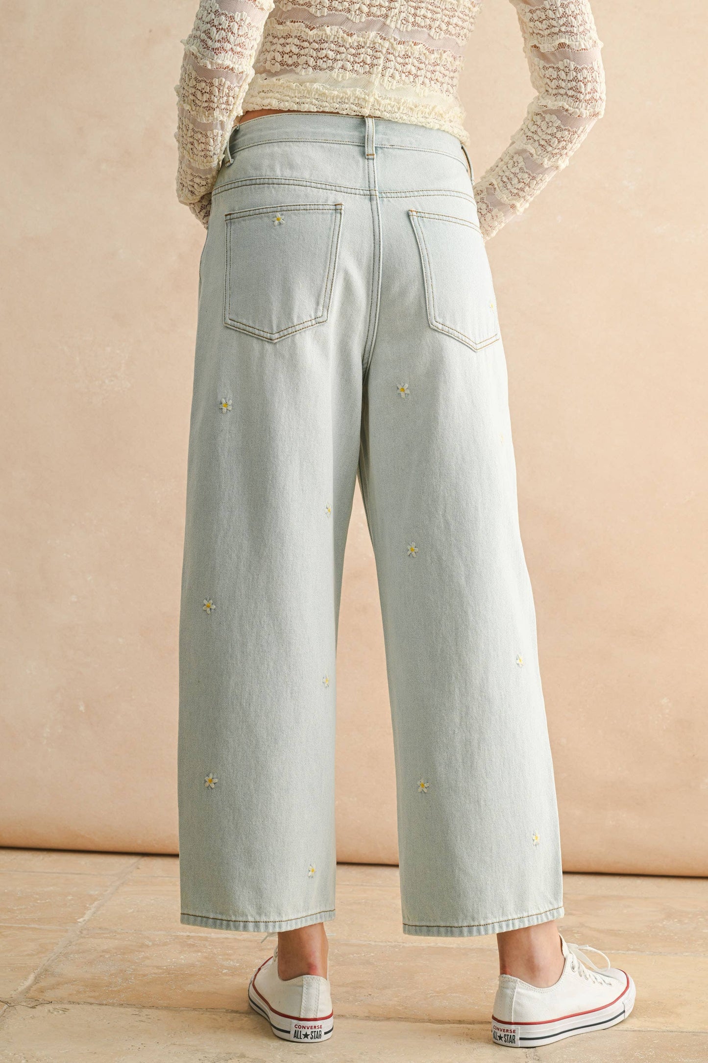 Flower Embroidery Denim