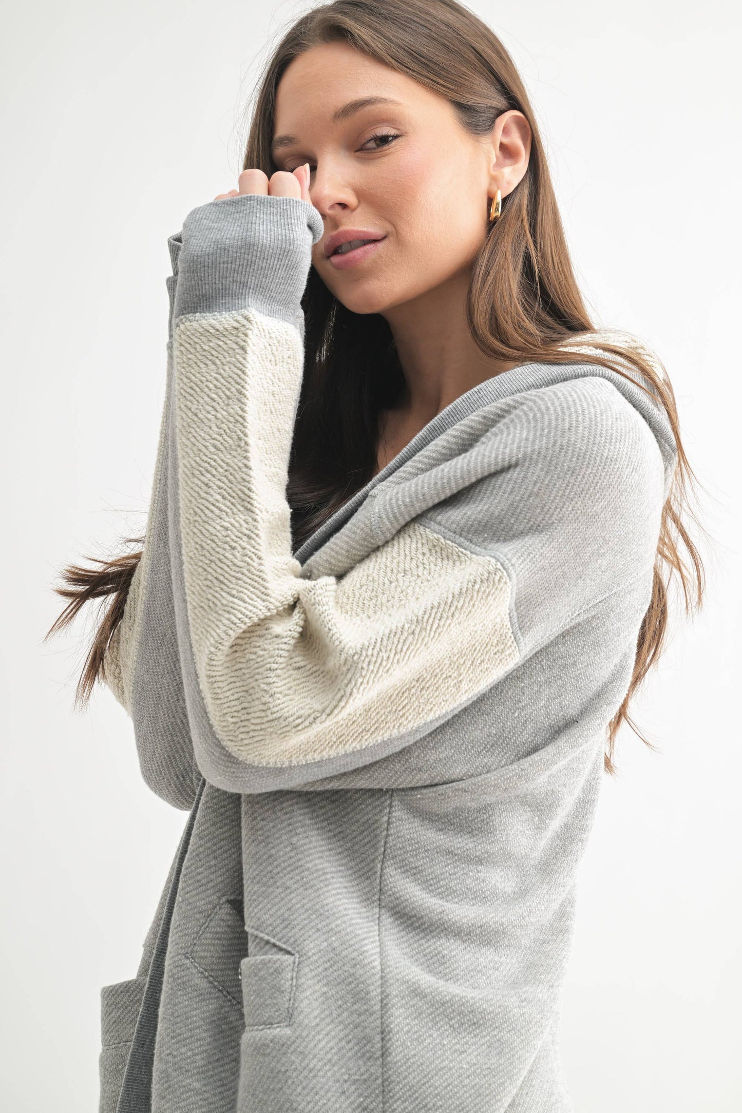 Driftwood Hooded Cardigan in Heather Grey