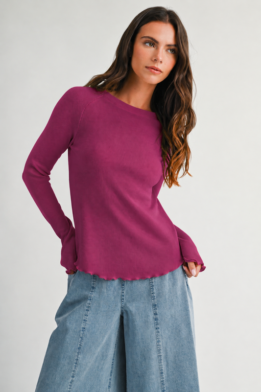 Thermal Lettuce Edge Top in Magenta