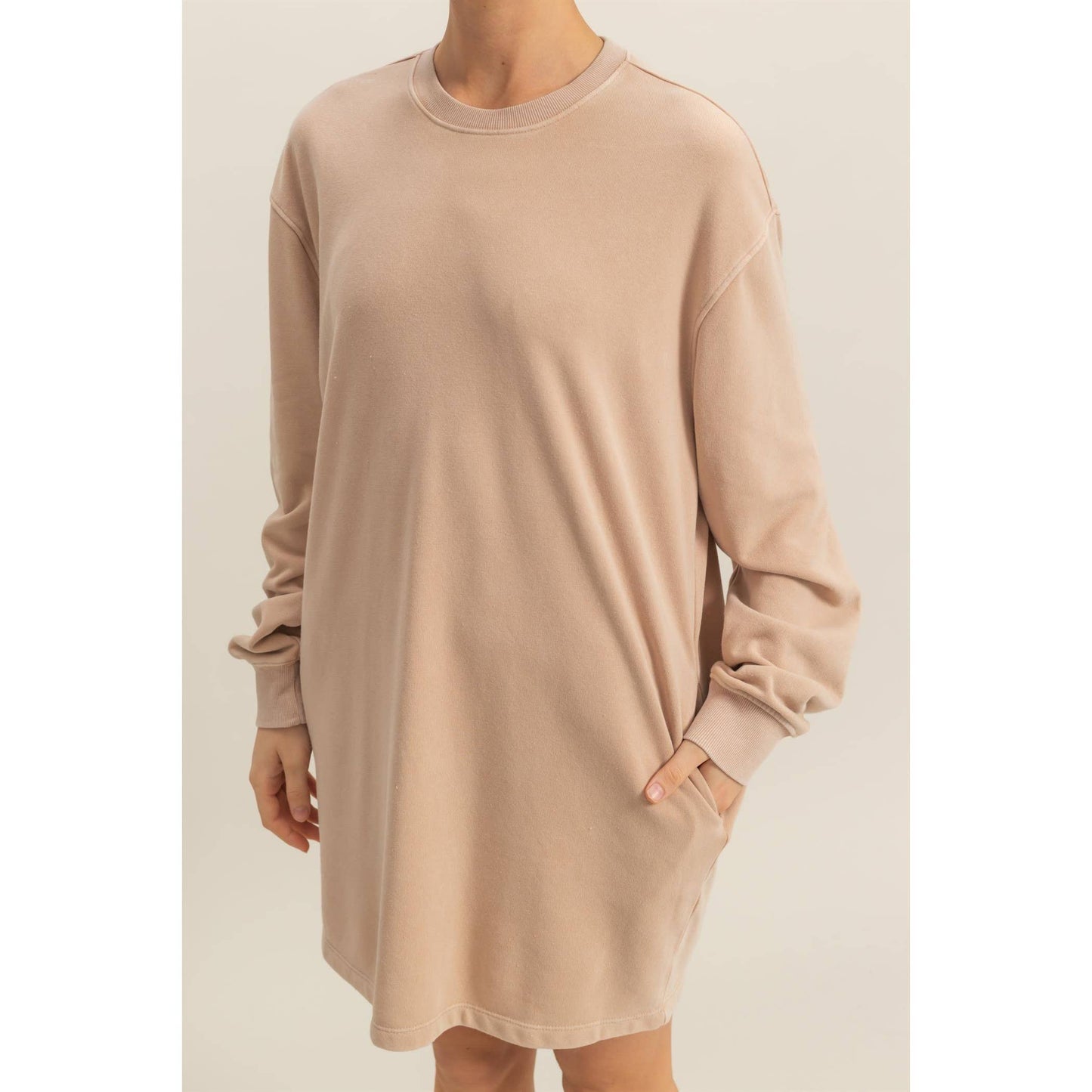Oversized Sweatshirt Dress in Dark Taupe