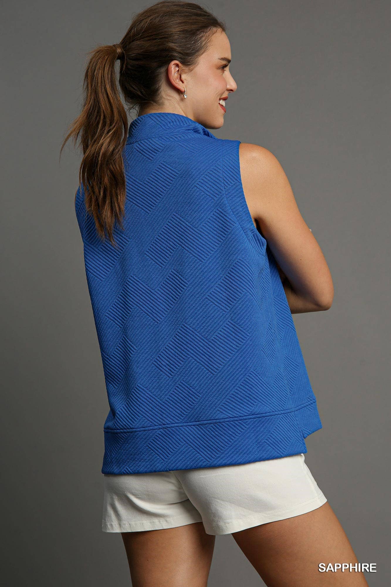 Lightweight Sleeveless Half Zip in Sapphire