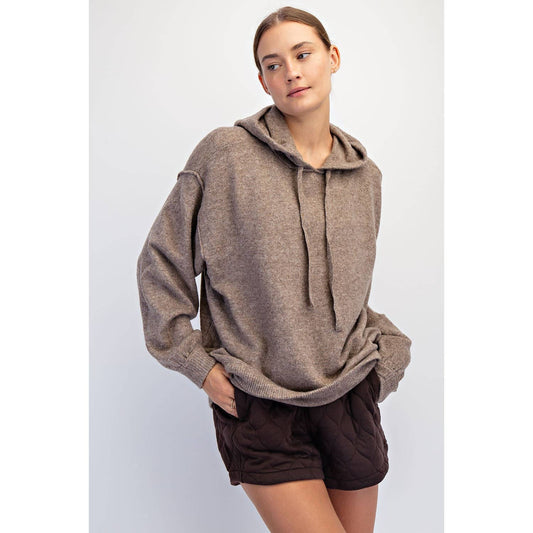 Chunky Knit Hoodie in Mocha