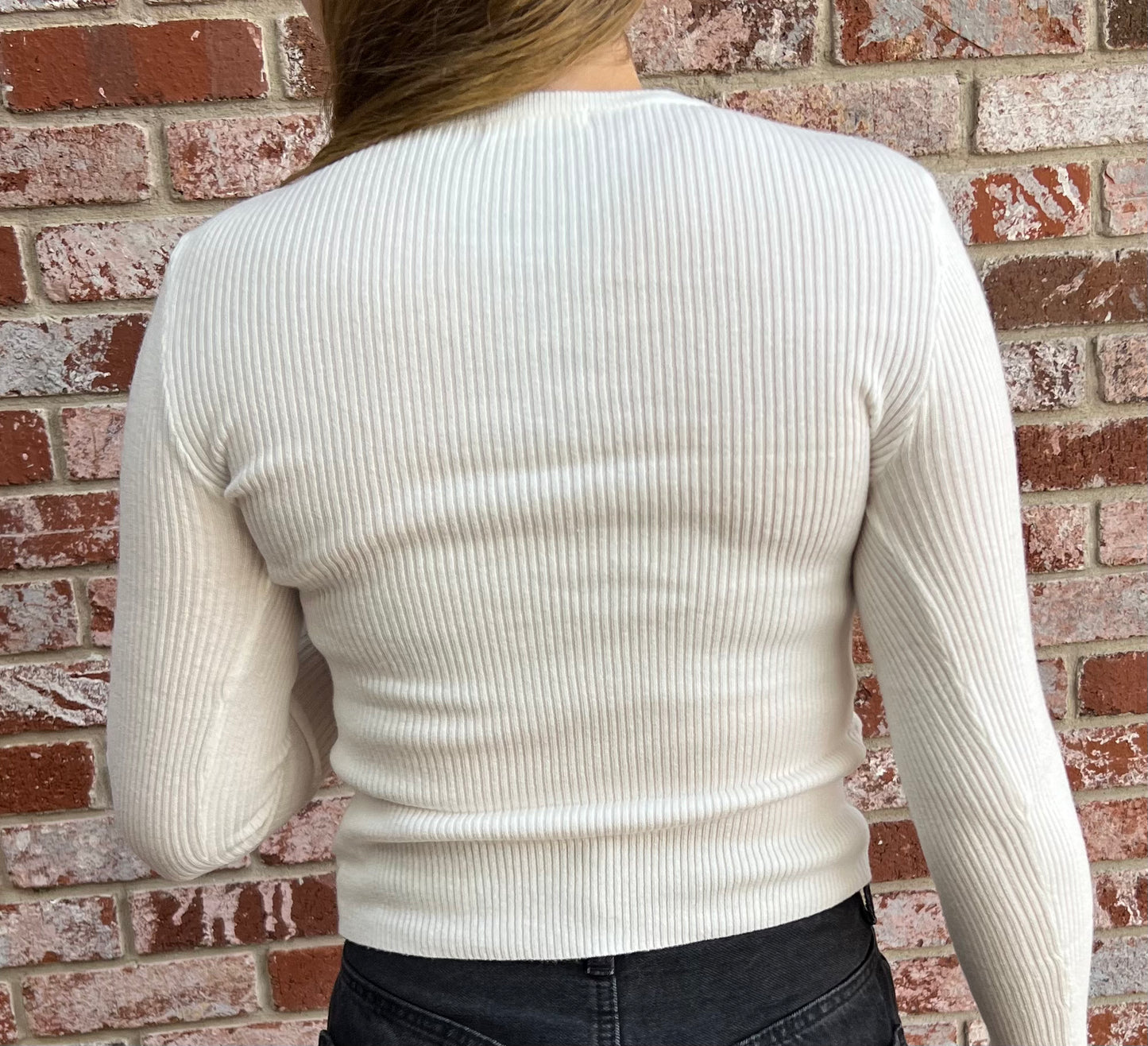 Ribbed Long Sleeve in Off White