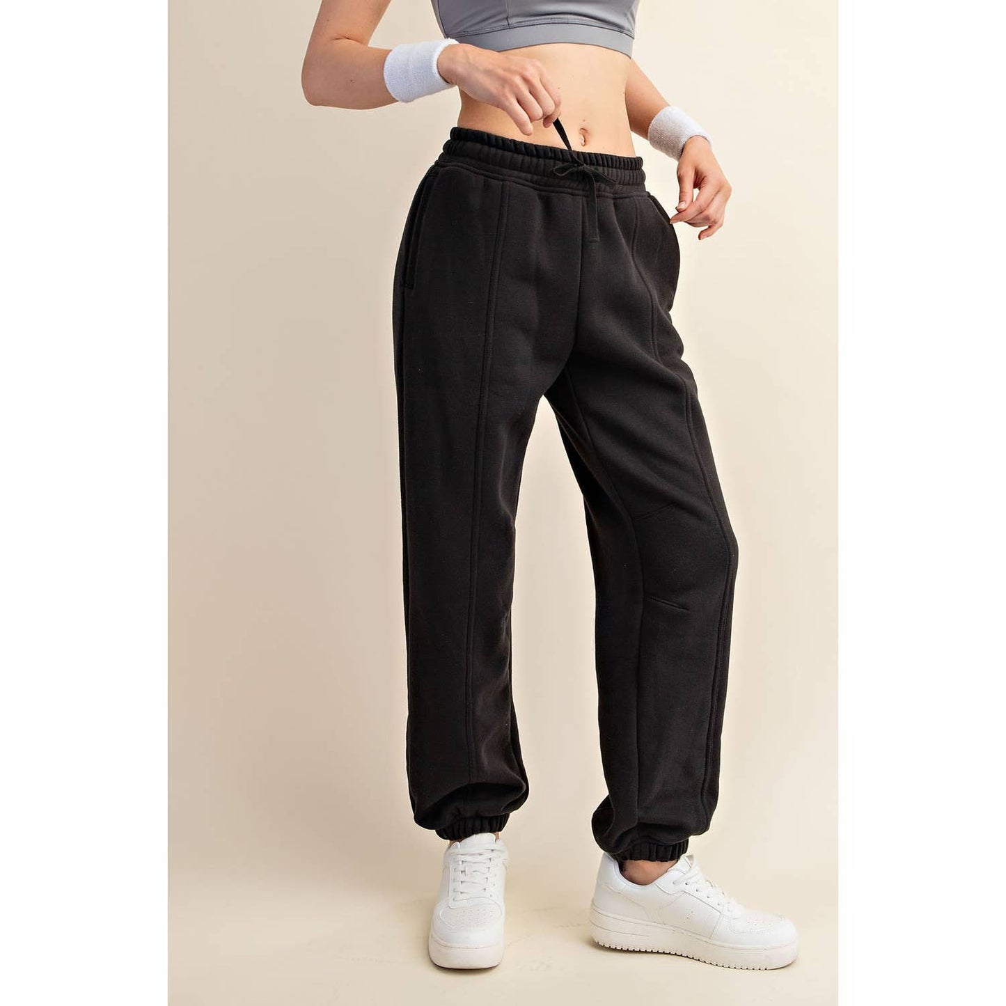 French Terry Fleece Joggers in Black