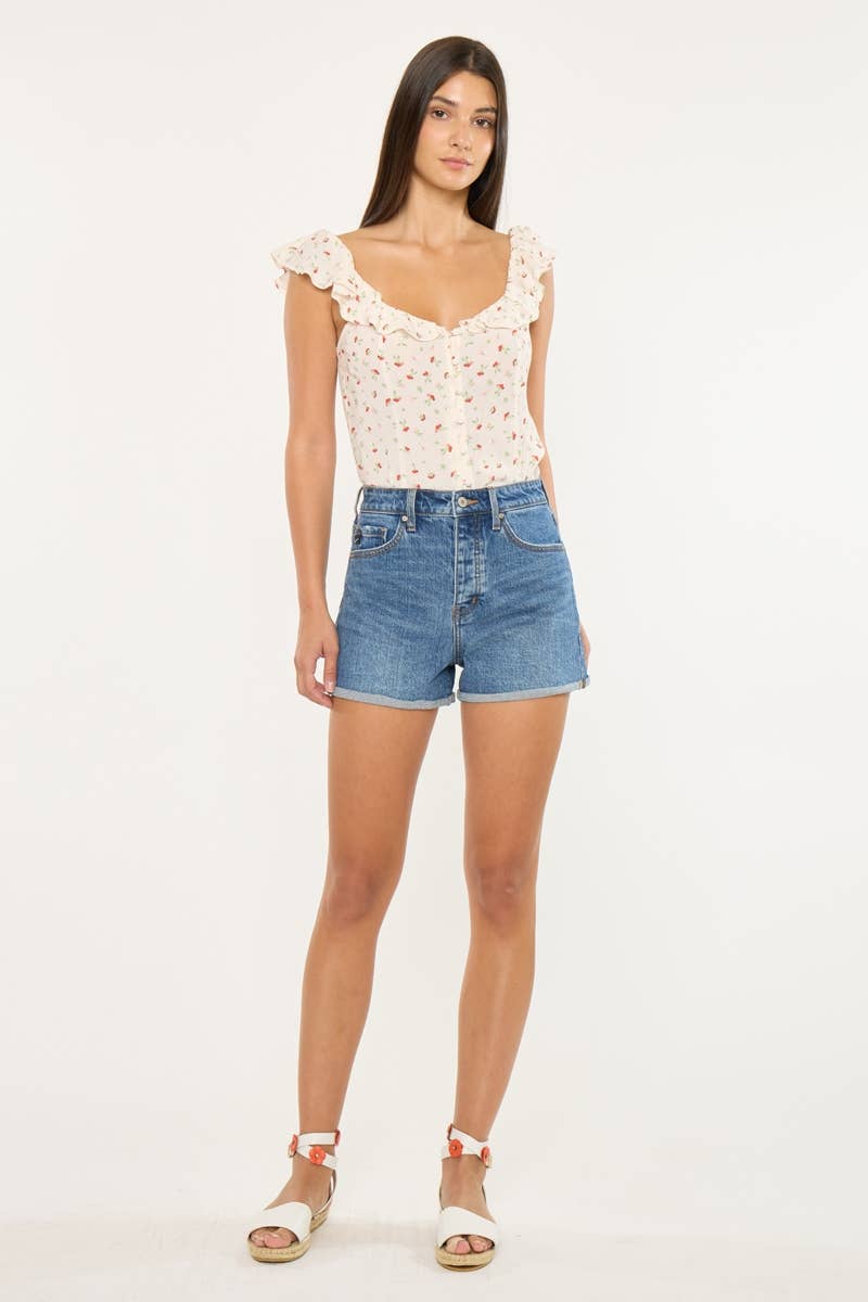 KanCan High Rise Denim Shorts in Dark Wash