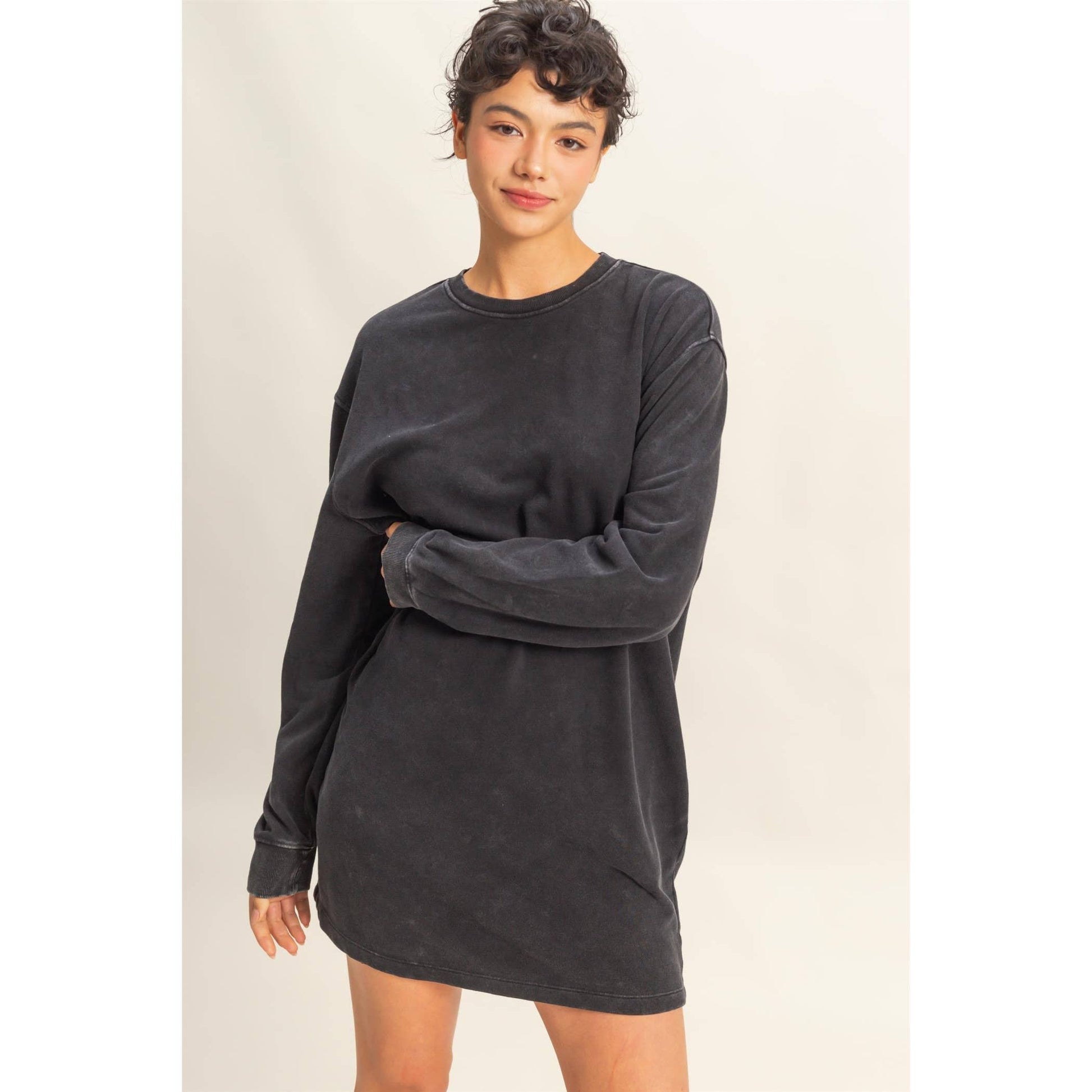 black oversized sweatshirt dress MEDIUM