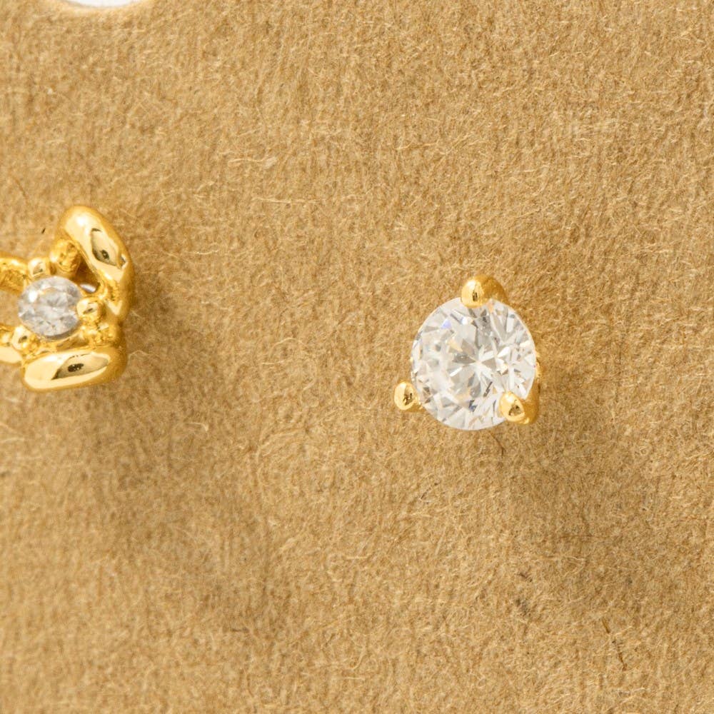 3-Piece Mixed Heart Flat Back Studs in Gold