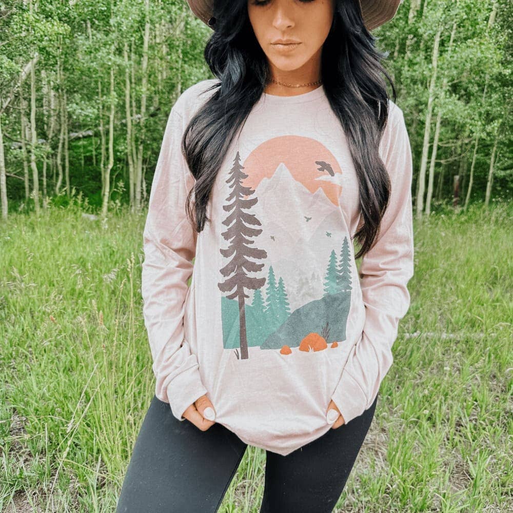 Graphic - Forest Long Sleeve in Pink Gravel