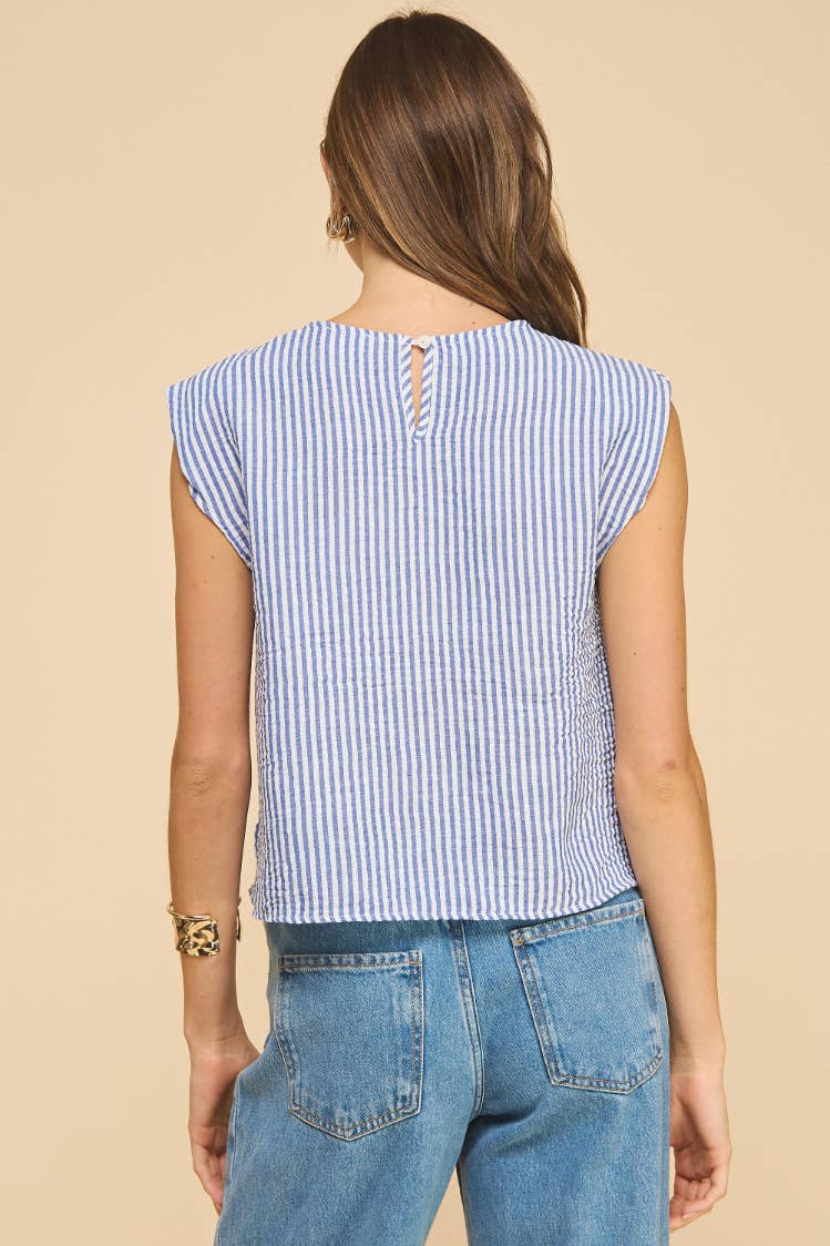 Blossom Striped Top in Denim