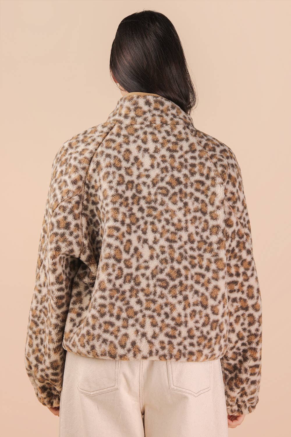 Oversized Fleece Jacket in Leopard