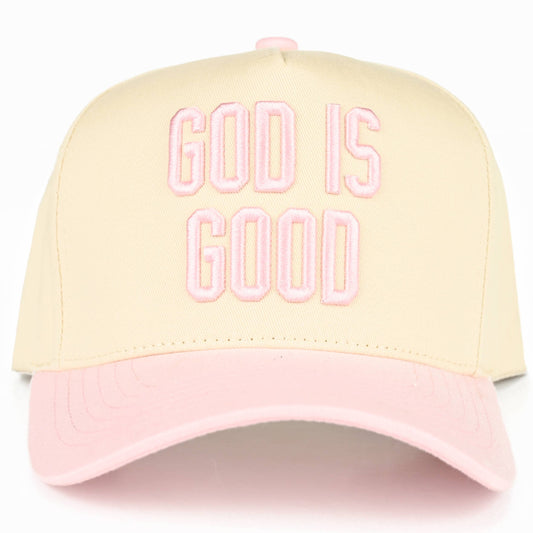 Trucker Hat - God Is Good in Light Pink