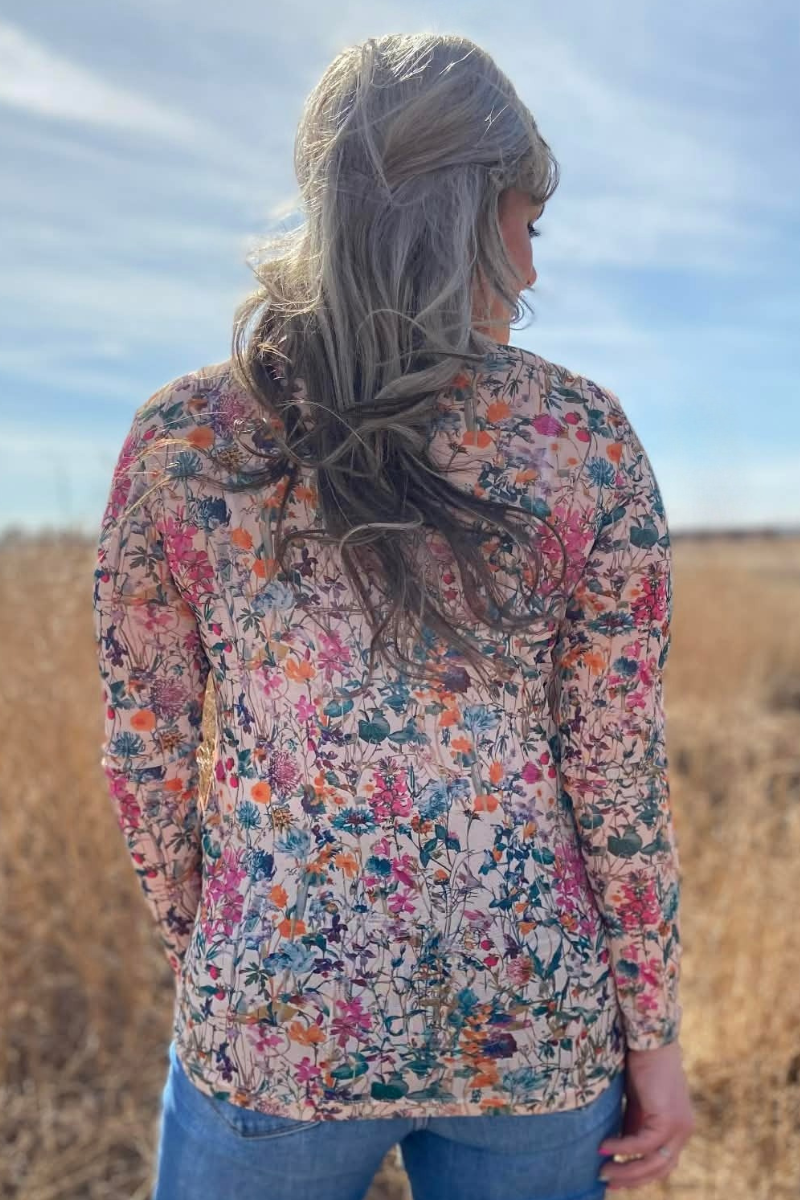Spring Floral Mesh Long Sleeve