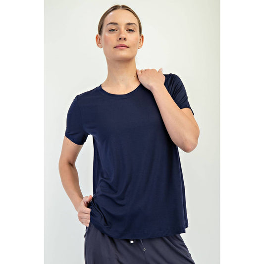 Modal Short Sleeve Top in Navy