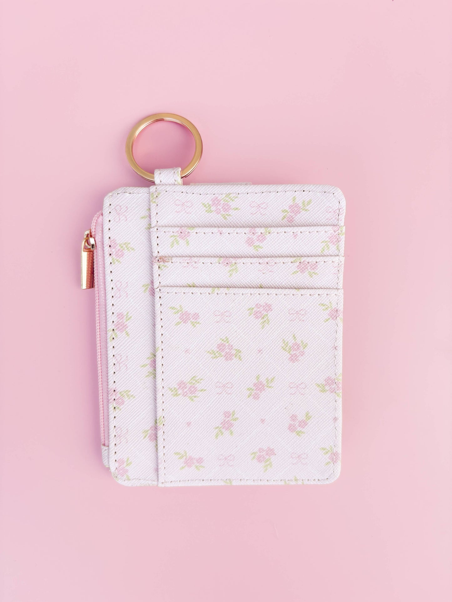 Pink Floral Keychain Wallet