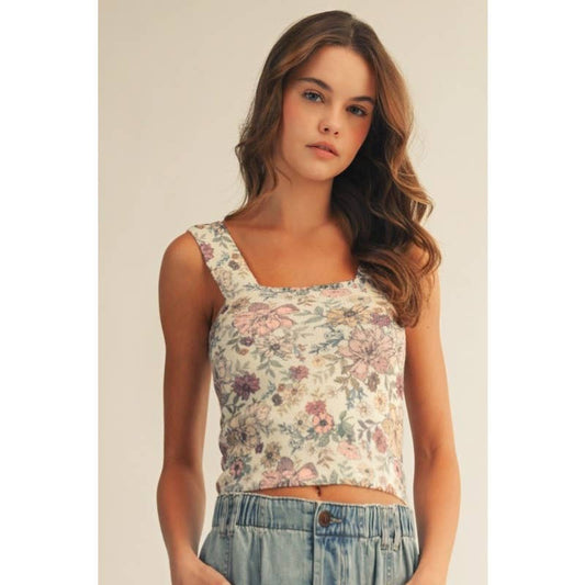 Floral Square Neck Tank