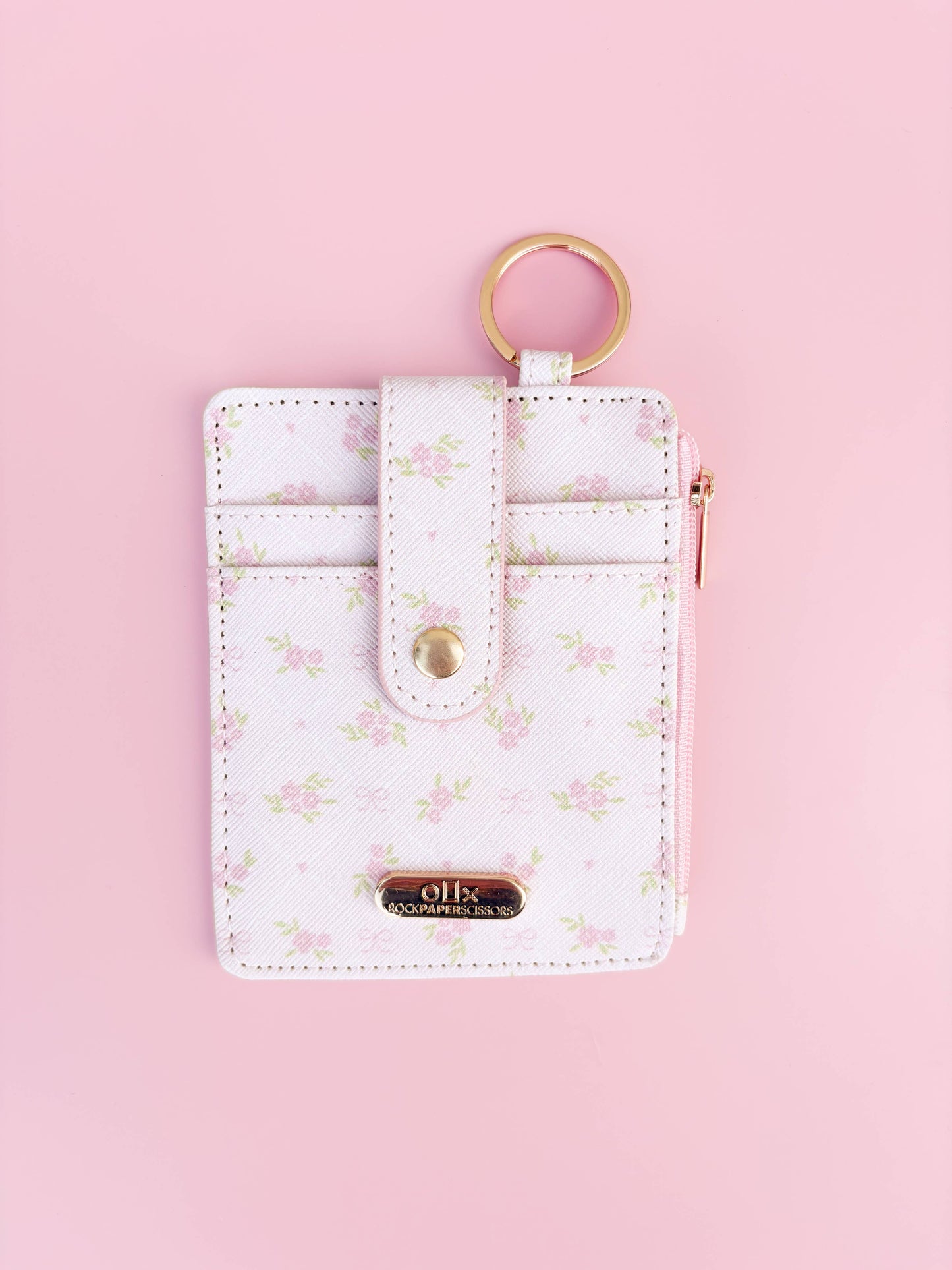 Pink Floral Keychain Wallet