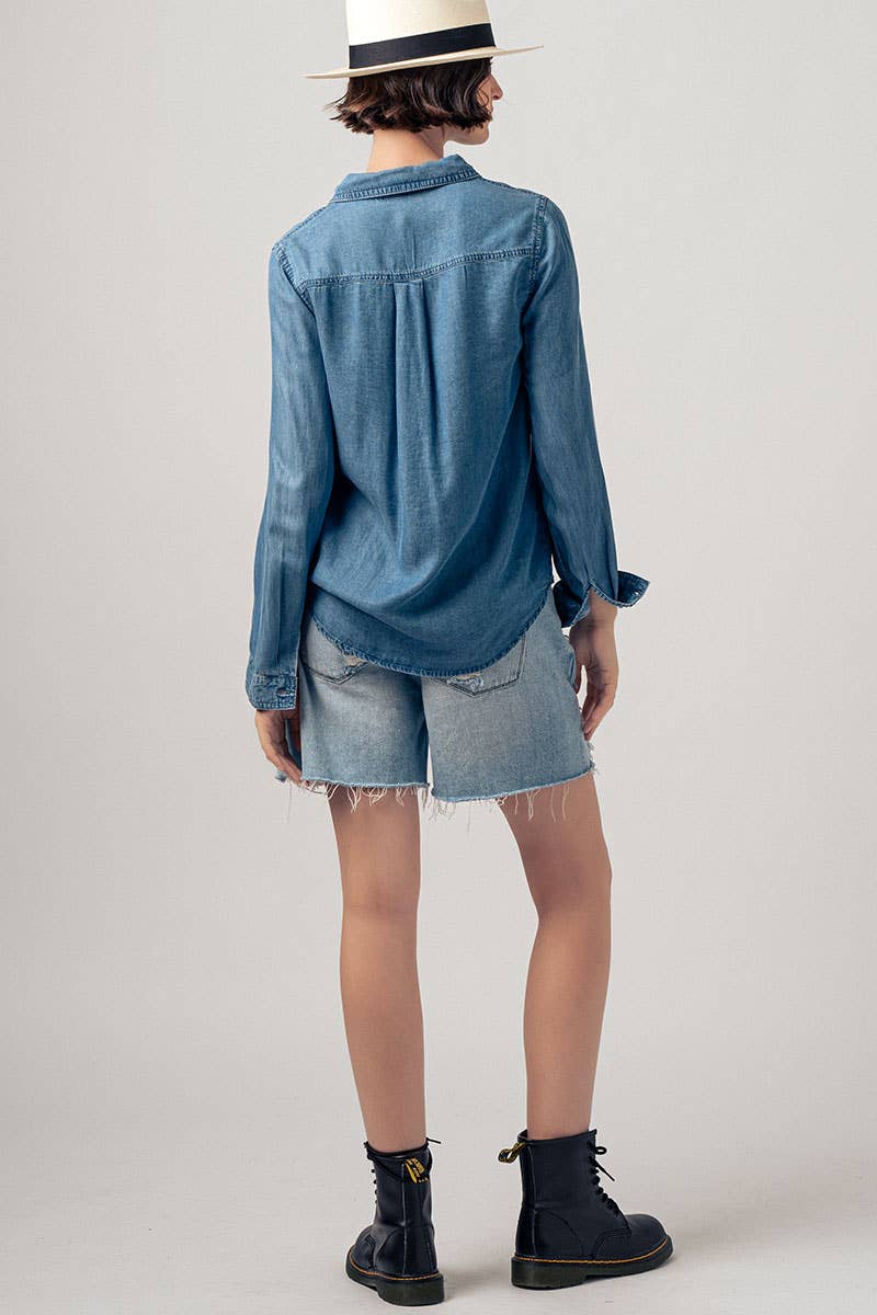 Classic Utility Button Down Chambray Shirt