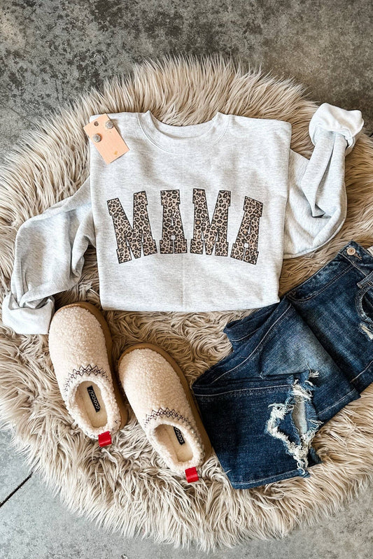 Graphic - Leopard Mama in Ash Grey