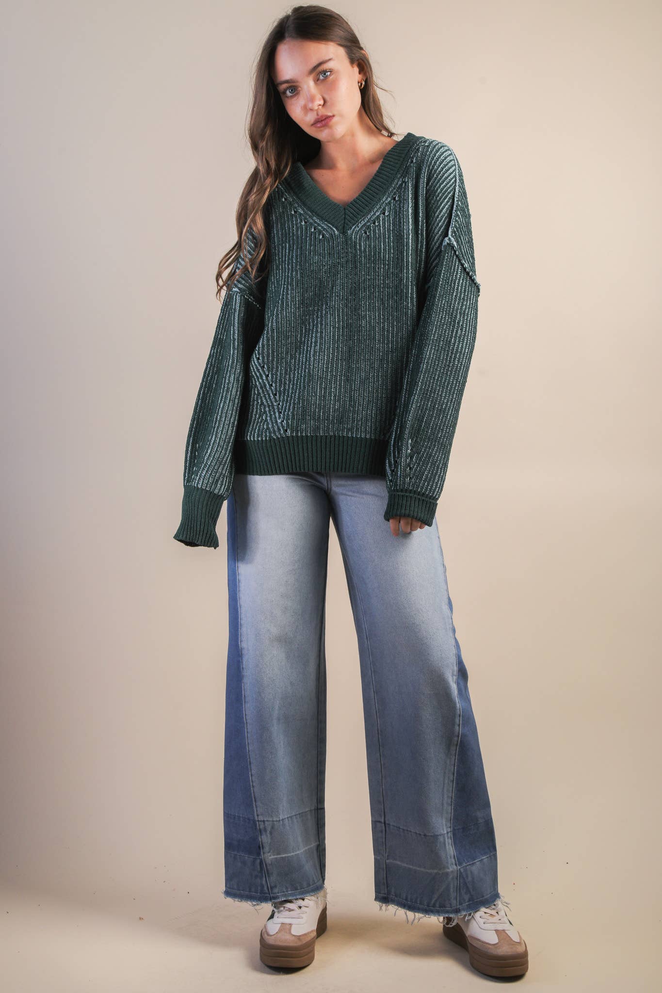 Oversized Casual Sweater in Forest
