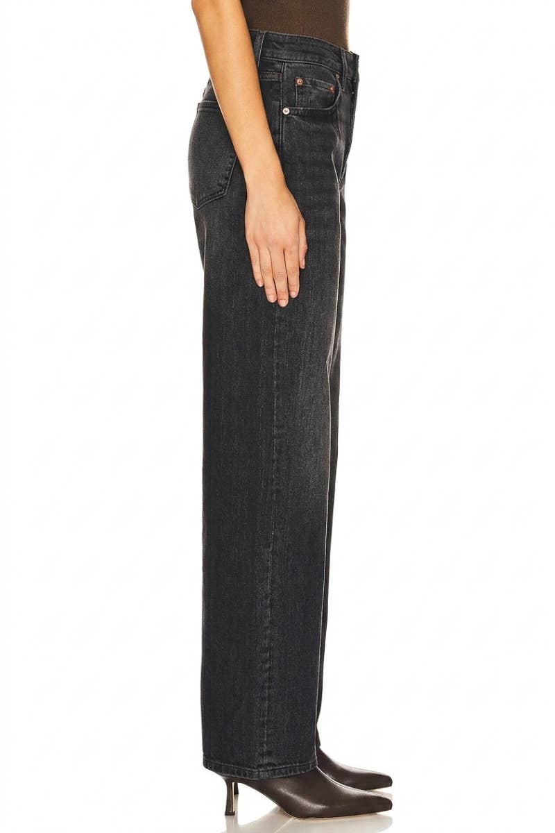 High Rise Relaxed Barrel Denim in Black Wash