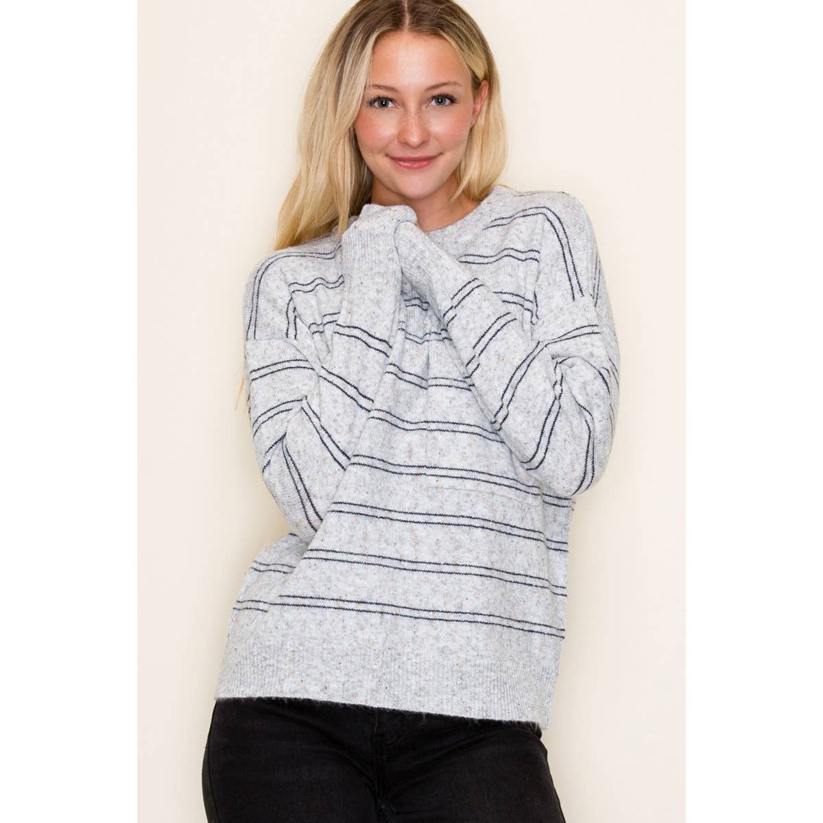 Sprinkled Stripe Sweater in Heather Grey