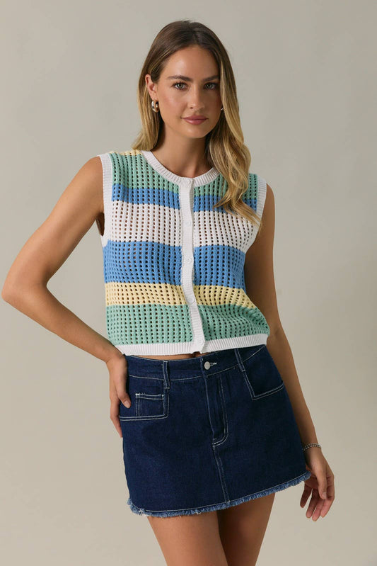 Open Knit Striped Tank