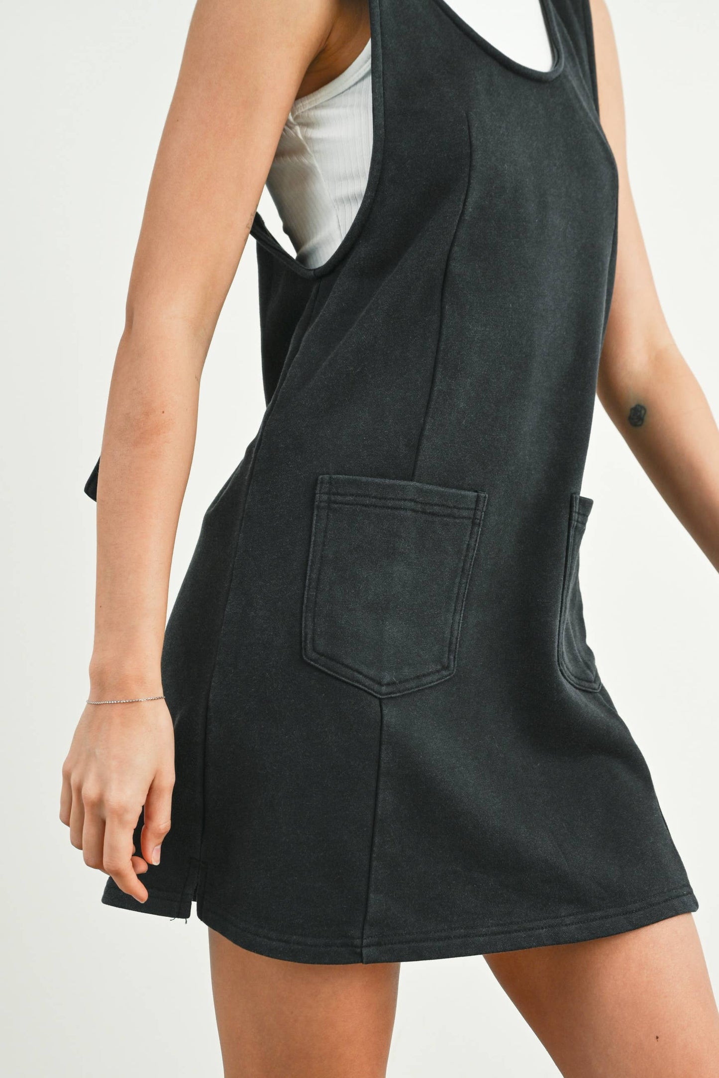French Terry Jumper Dress in Black