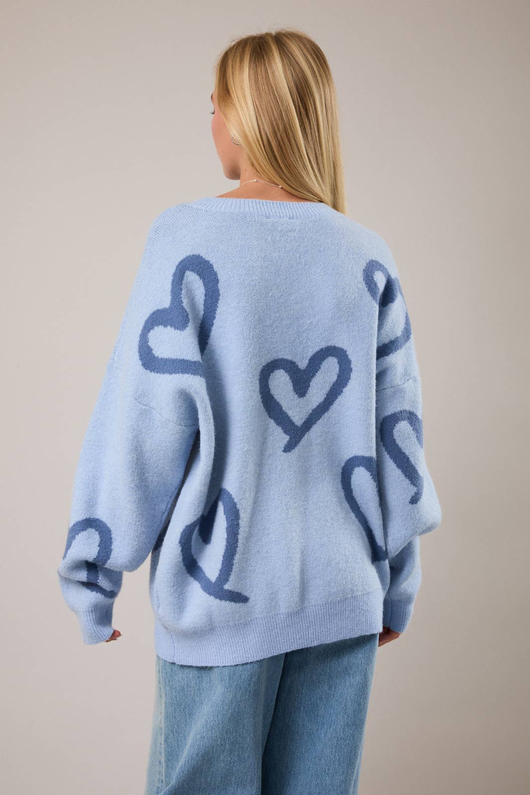 Blue Heart Printed Sweater