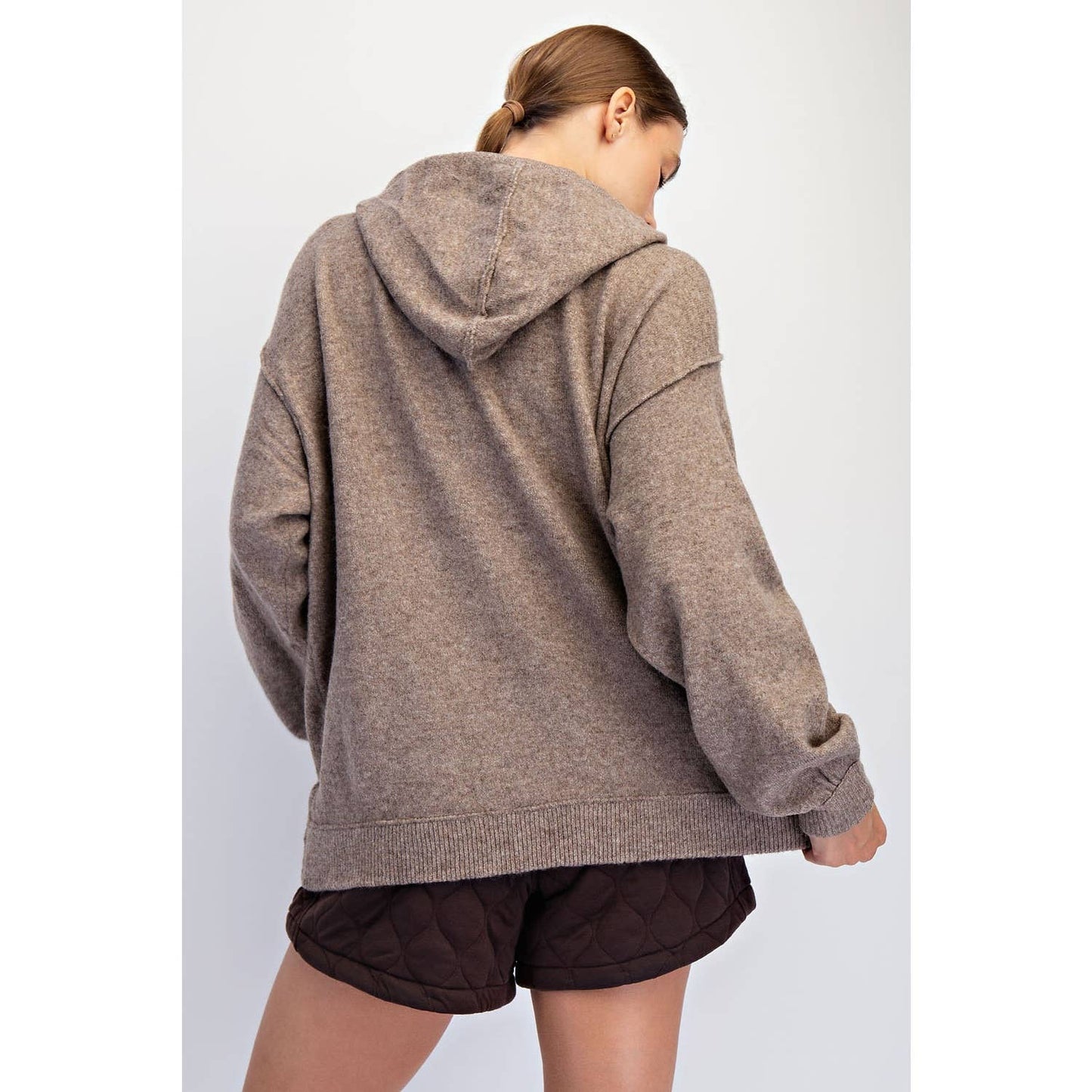 Chunky Knit Hoodie in Mocha