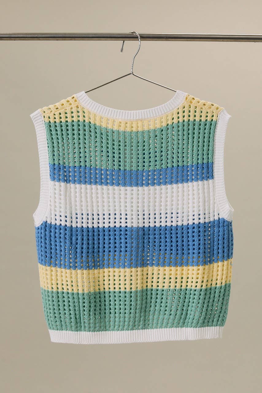 Open Knit Striped Tank
