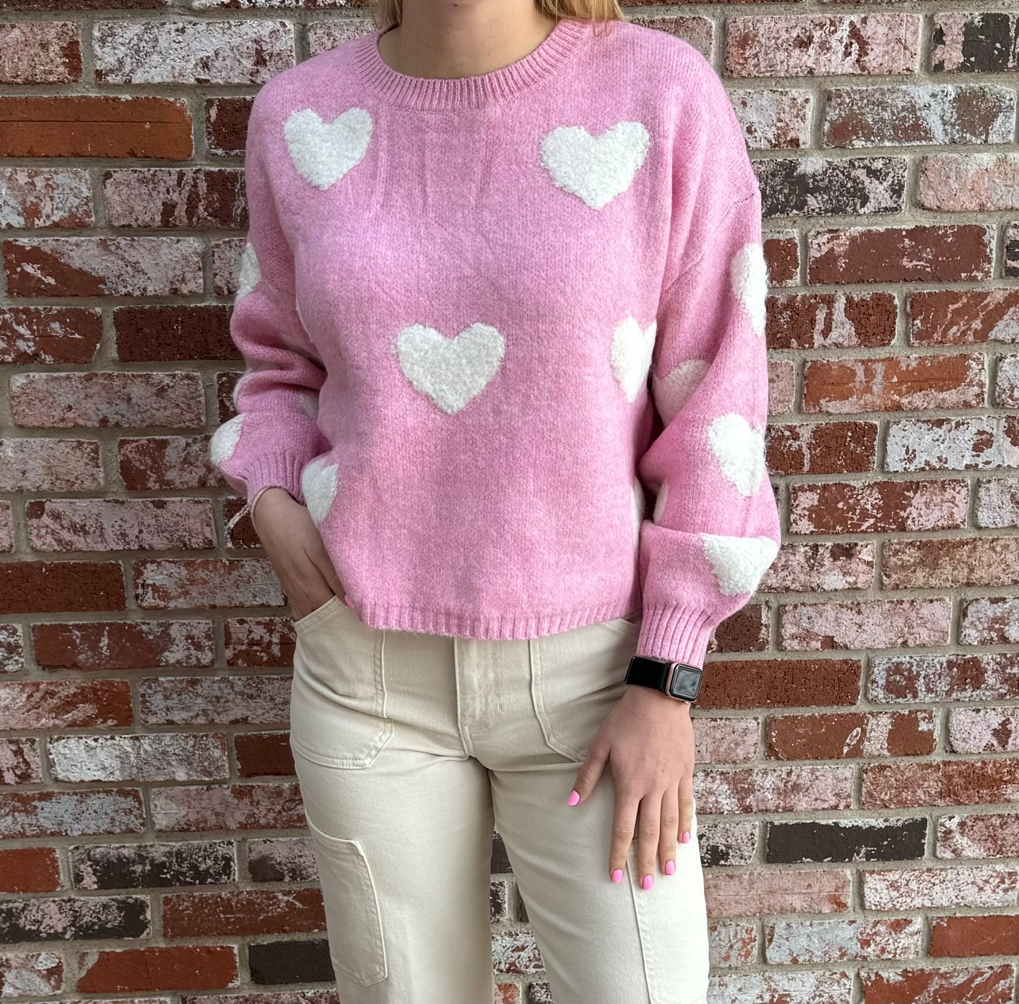 Heart Sweater in Candy Pink
