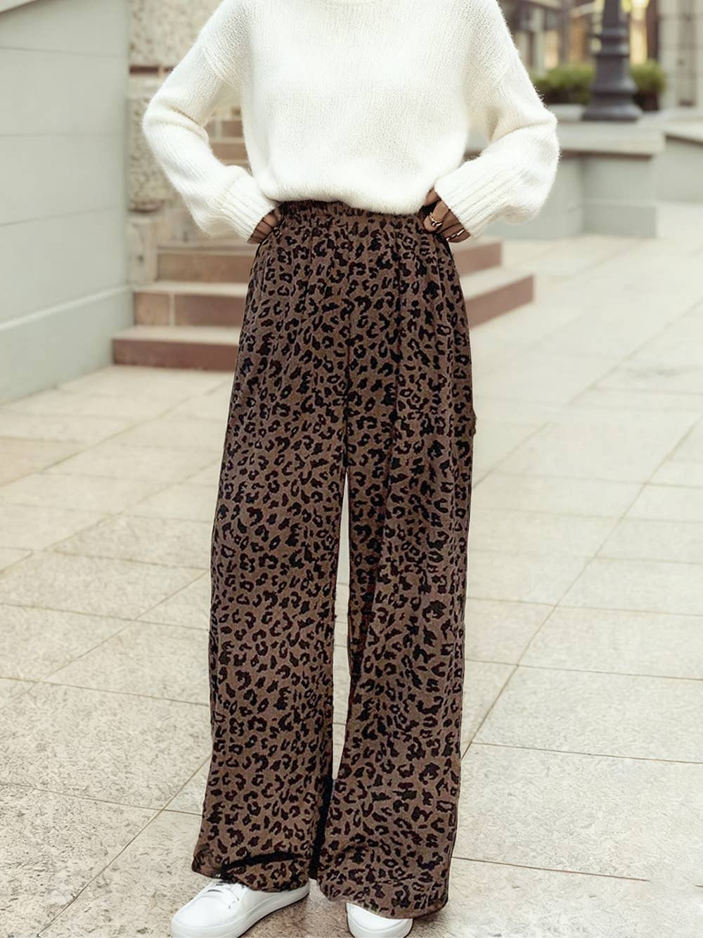 High Rise Leopard Corduroy Pants