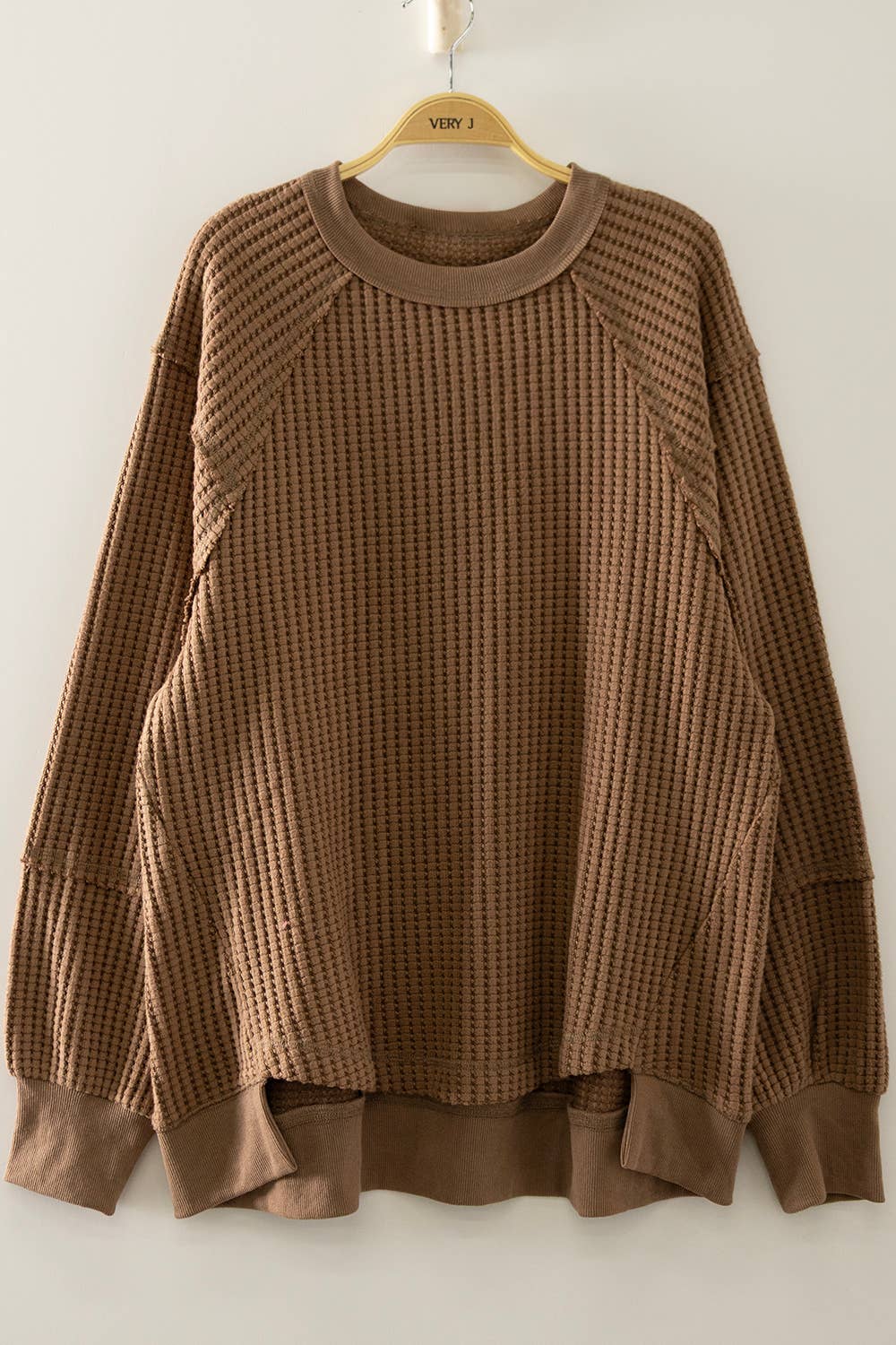 Waffle Pullover in Mocha