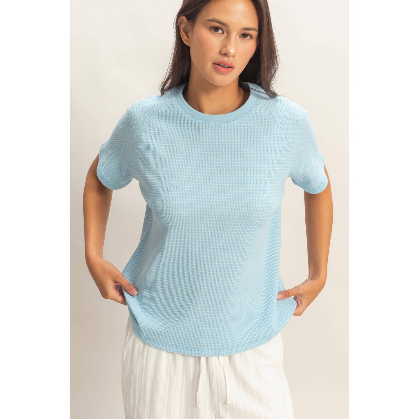 Striped Raglan Top in Cream