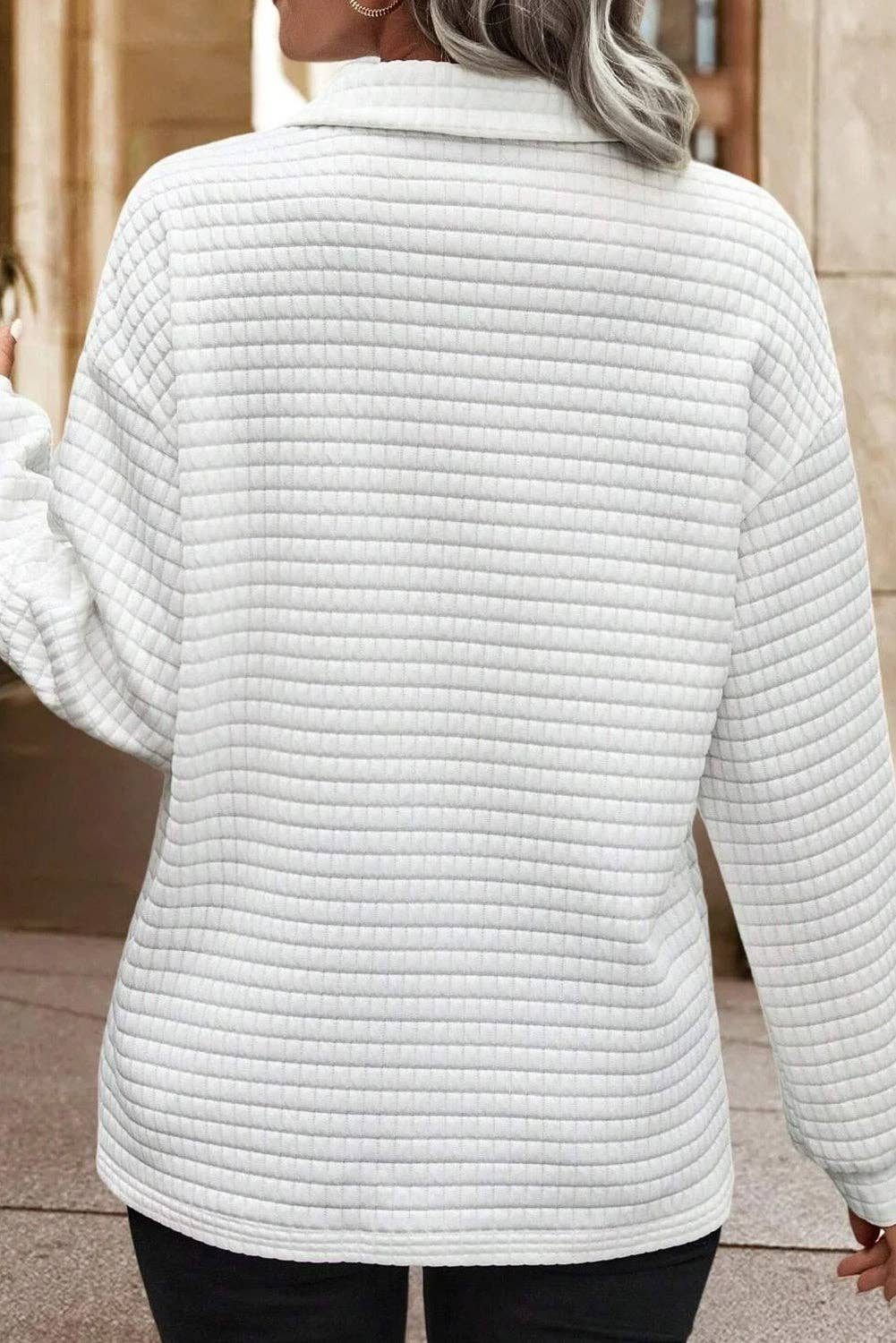 Textured Collar Top in White