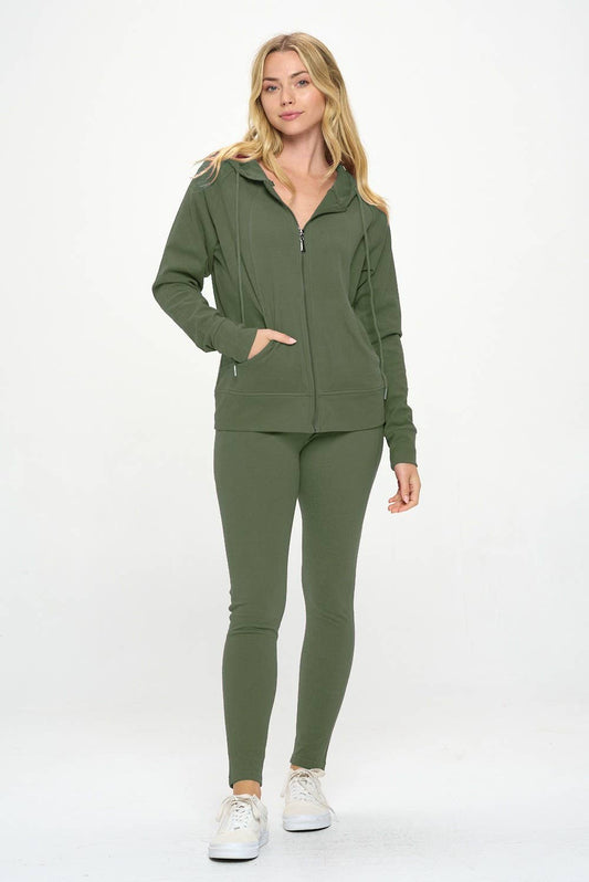 Basic Active Hoodie Set in Olive