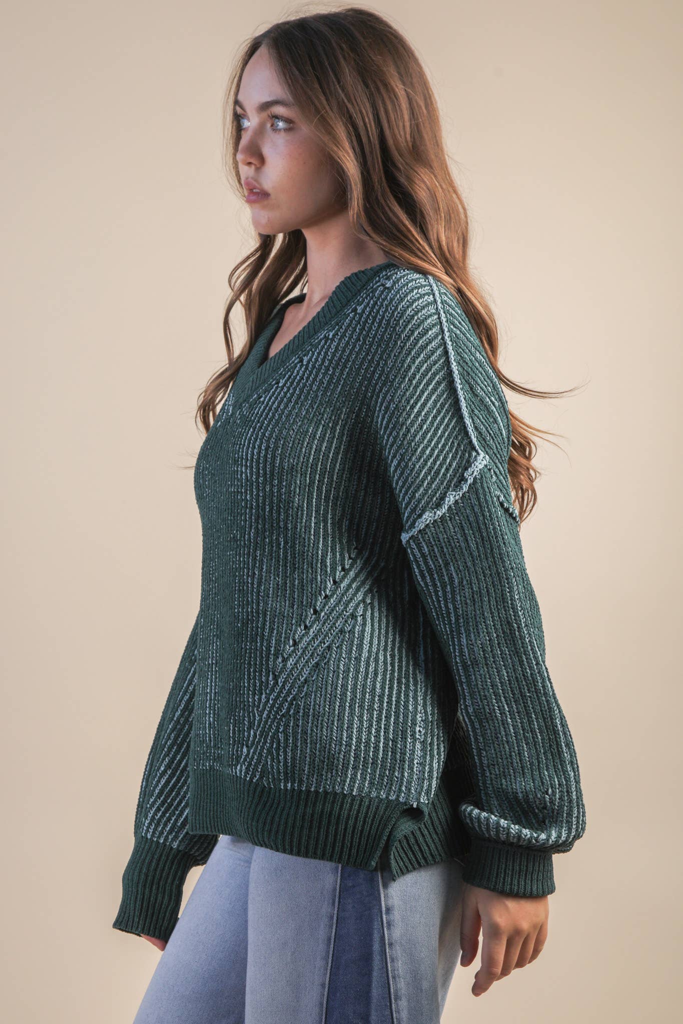 Oversized Casual Sweater in Forest
